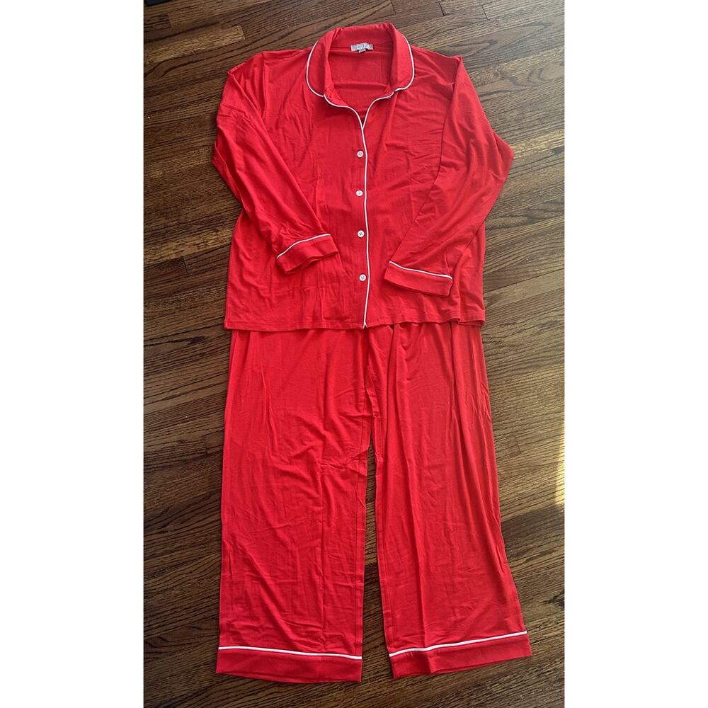 J.Crew Women's Dreamy Cotton Blend Red Pajama Pant Set - L